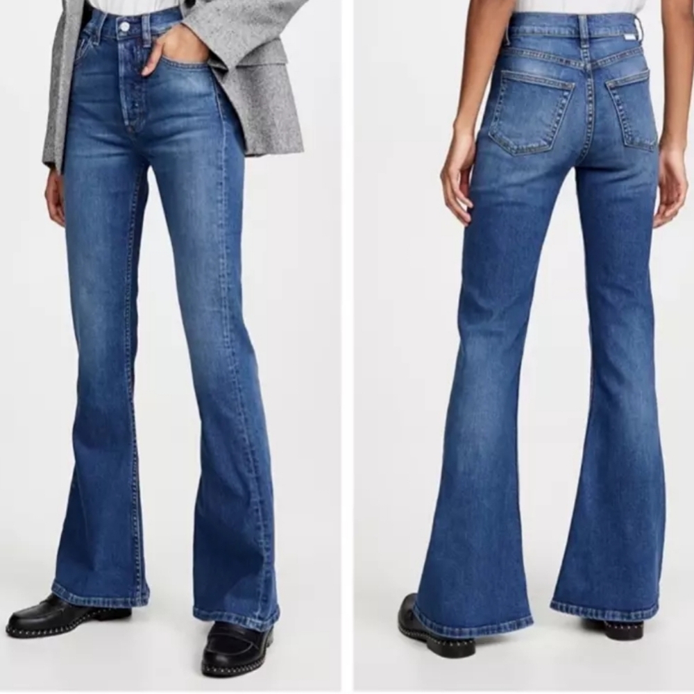 BOYISH Womens The Kingsley High Rise Comfort Stretch Flare Jeans In Greed Sz 27